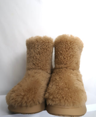 Loewe Men's Brown Shearling Wedge Boots